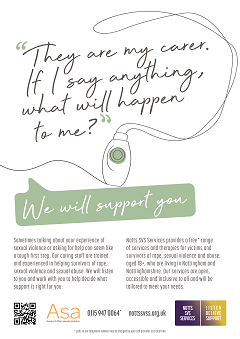 They are my carer. If I say anything... Poster - They are my carer. If I say anything, what will happen to me? - with an image of a support alarm button - click on picture to download poster