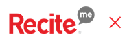 Recite Me logo with a X in red to the right of it