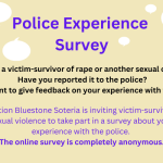 Police Experience Survey in purple writing on a pale yellow background
